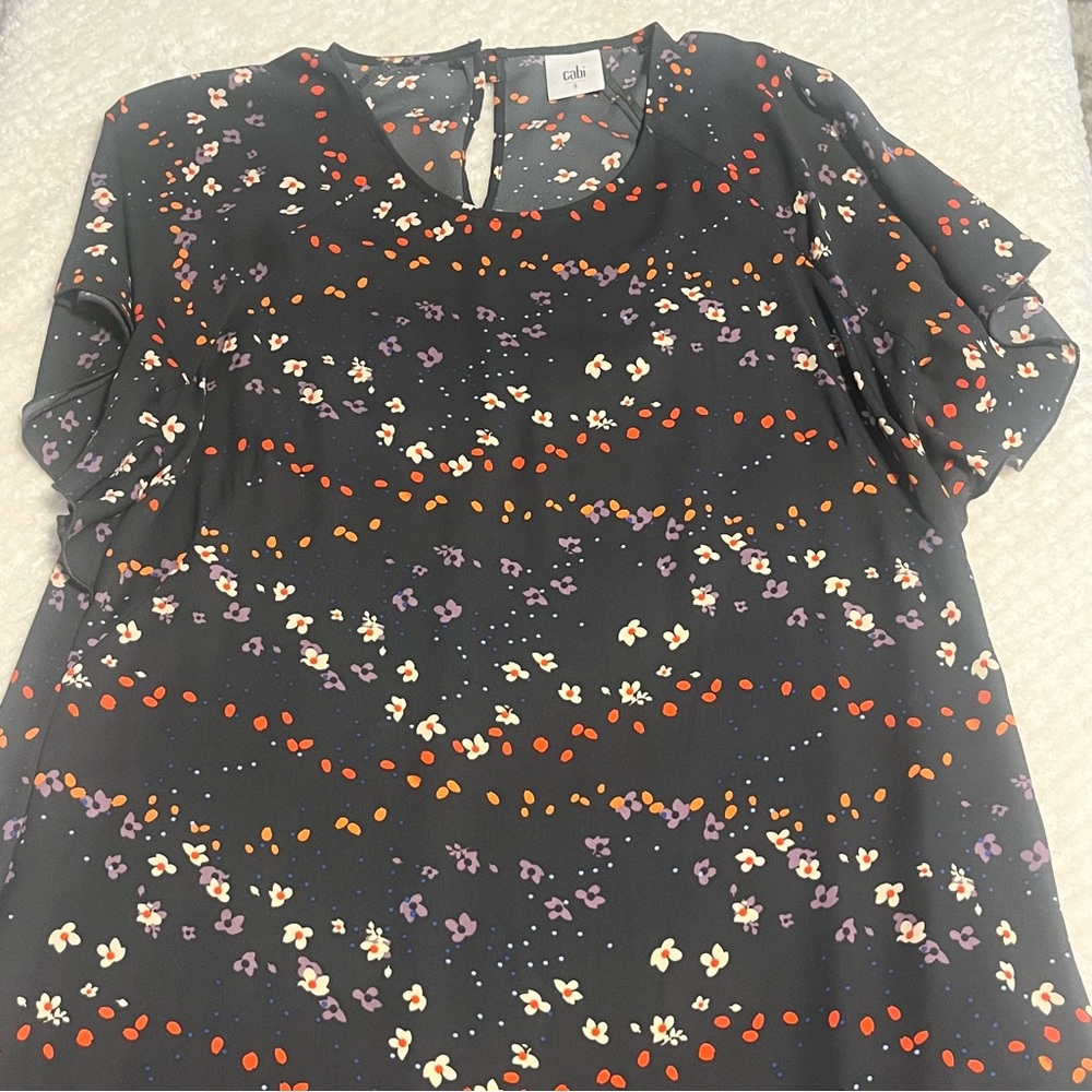 Cabi Womens Dress Floral Flowy Flutter Sleeves Work Office Short Sleeves Small - Picture 8 of 11